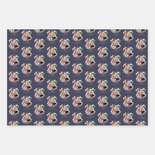 Harry Potter | HOGWARTS™ Wappen Wasserfarbe Geschenkpapier Set (Vorderseite)