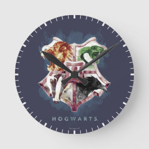 Harry Potter   HOGWARTS™ Wappen Wasserfarbe Runde Wanduhr
