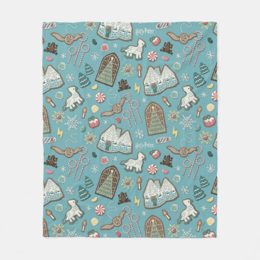 HARRY POTTER™ HOGWARTS™ Weihnachtskochtmuster Fleecedecke (Vorderseite)