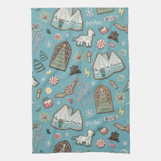 HARRY POTTER™ HOGWARTS™ Weihnachtskochtmuster Geschirrtuch (Vertikal)