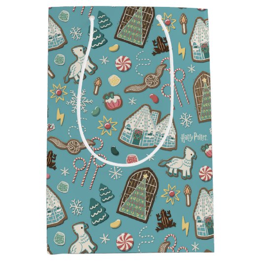 HARRY POTTER™ HOGWARTS™ Weihnachtskochtmuster Mittlere Geschenktüte (Vorderseite)
