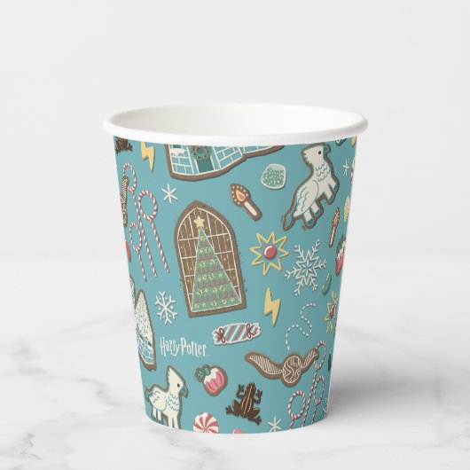 HARRY POTTER™ HOGWARTS™ Weihnachtskochtmuster Pappbecher (Rückseite)