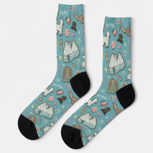HARRY POTTER™ HOGWARTS™ Weihnachtskochtmuster Socken (Linkes Detail)