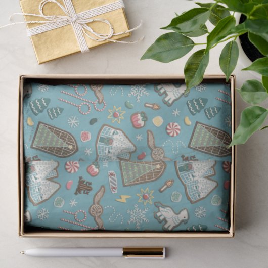 HARRY POTTER™ HOGWARTS™ Weihnachtsplätzchen-Muster Seidenpapier (Geschenk)