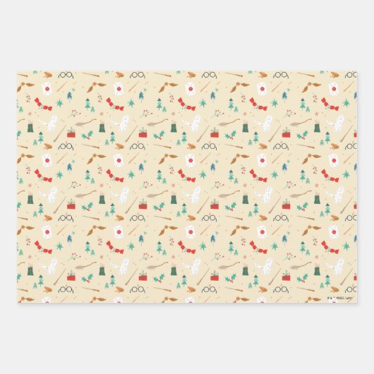 Harry Potter | Holiday Icon Muster Geschenkpapier Set (Vorderseite)