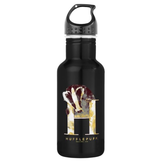 Harry Potter | HUFFLEPUFF™ Badger Edelstahlflasche (Vorderseite)