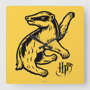 Harry Potter   Hufflepuff Badger Icon Quadratische Wanduhr