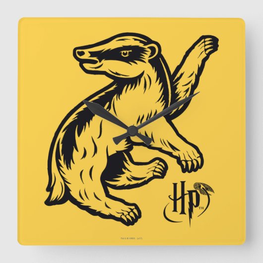 Harry Potter | Hufflepuff Badger Icon Quadratische Wanduhr (Vorderseite)