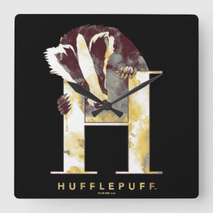 Harry Potter   HUFFLEPUFF™ Badger Quadratische Wanduhr