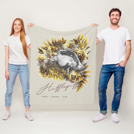 HARRY POTTER™ HUFFLEPUFF™ Blumengrafik Fleecedecke (Beispiel)