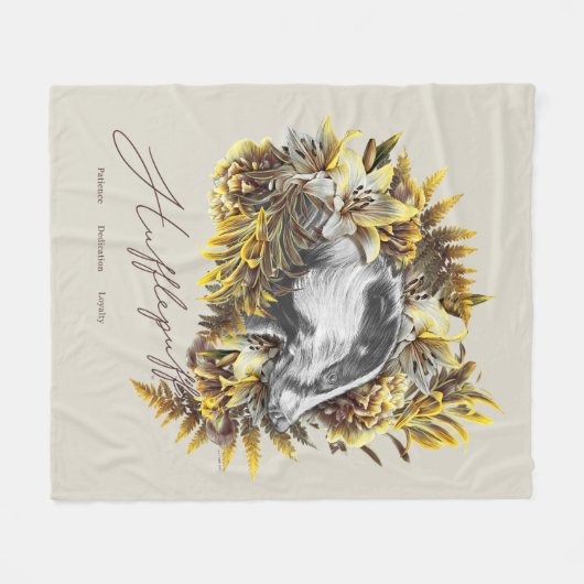 HARRY POTTER™ HUFFLEPUFF™ Blumengrafik Fleecedecke (Vorderseite (Horizontal))