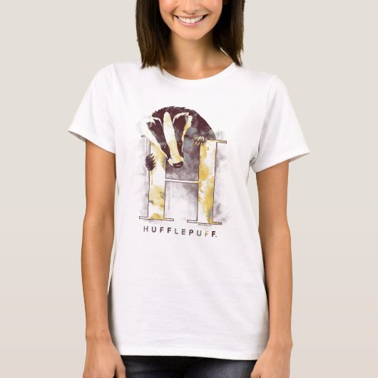 Harry Potter | HUFFLEPUFF™ Dachs Wasserfarbe T-Shirt (Vorderseite)