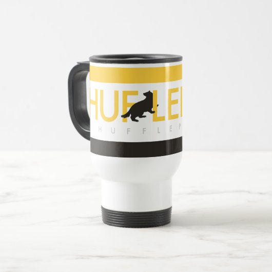 Harry Potter | Hufflepuff House Pride Logo Reisebecher (Vorderseite Links)