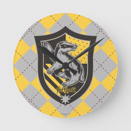 Harry Potter | Hufflepuff House Pride Wappen Runde Wanduhr (Vorderseite)