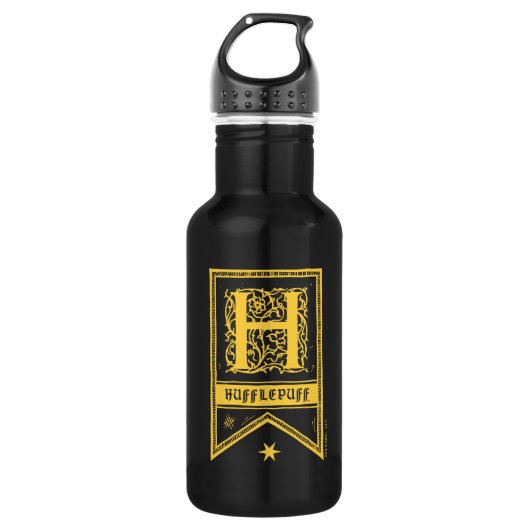 Harry Potter | Hufflepuff Monogram Banner Edelstahlflasche (Vorderseite)