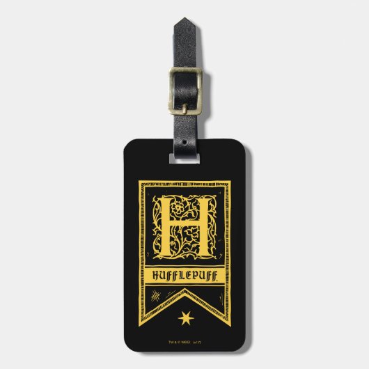 Harry Potter | Hufflepuff Monogram Banner Gepäckanhänger (Vorderseite vertikal)