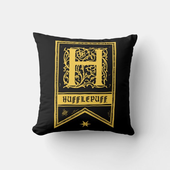 Harry Potter | Hufflepuff Monogram Banner Kissen (Vorderseite)