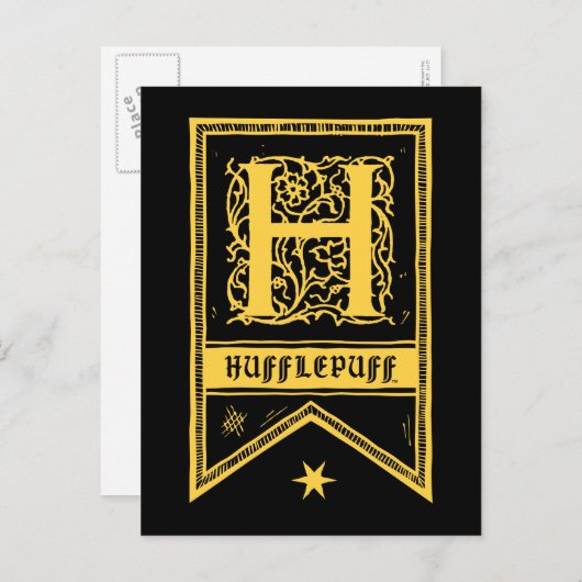 Harry Potter | Hufflepuff Monogram Banner Postkarte (Vorne/Hinten)