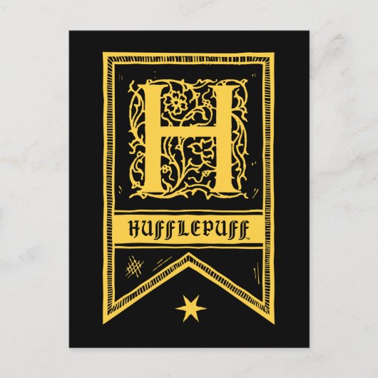Harry Potter | Hufflepuff Monogram Banner Postkarte (Vorderseite)