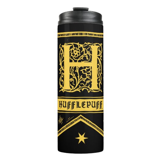 Harry Potter | Hufflepuff Monogram Banner Thermosbecher (Vorderseite)