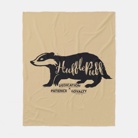 Harry Potter | HUFFLEPUFF™ Silhouette Typografie Fleecedecke (Vorderseite)