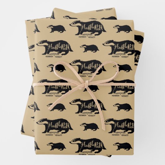 Harry Potter | HUFFLEPUFF™ Silhouette Typografie Geschenkpapier Set (Beispiel)