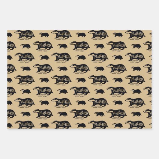 Harry Potter | HUFFLEPUFF™ Silhouette Typografie Geschenkpapier Set (Vorderseite)