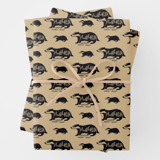 Harry Potter | HUFFLEPUFF™ Silhouette Typografie Geschenkpapier Set (Beispiel)