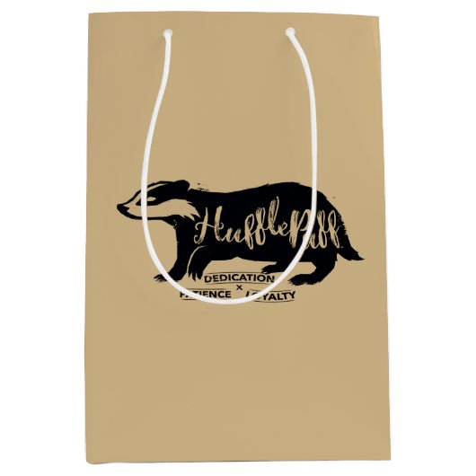 Harry Potter | HUFFLEPUFF™ Silhouette Typografie Mittlere Geschenktüte (Vorderseite)