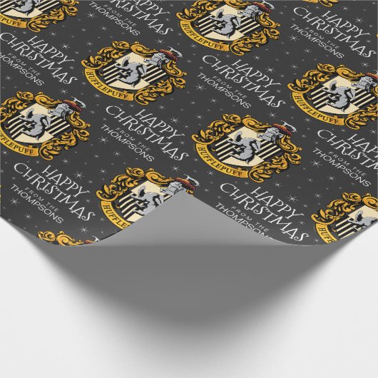 Harry Potter | Hufflepuff Wappen - Frohe Weihnacht Geschenkpapier (Ecke)