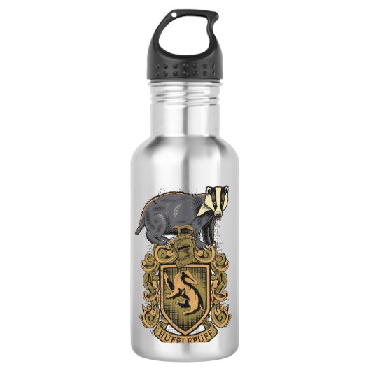 Harry Potter | Hufflepuff-Wappen mit Badger Edelstahlflasche (Vorderseite)