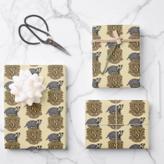 Harry Potter | Hufflepuff-Wappen mit Badger Geschenkpapier Set (Vorderseite)