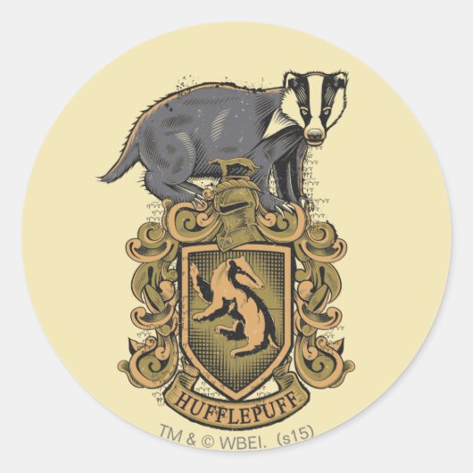 Harry Potter | Hufflepuff-Wappen mit Badger Runder Aufkleber (Vorderseite)