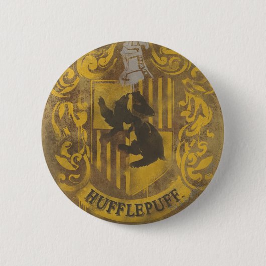 Harry Potter | Hufflepuff Wappen Spray Paint Button (Vorderseite)