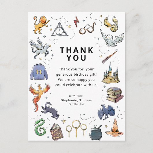 Harry Potter Icons Geburtstag Vielen Dank Postkarte (Vorderseite)