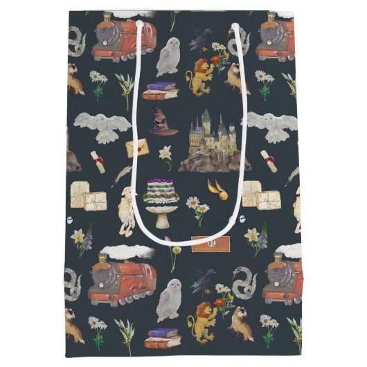 HARRY POTTER™ | Icons Muster Mittlere Geschenktüte (Rückseite)