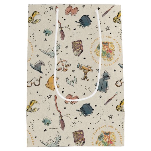 Harry Potter Icons Pattern - Baby Dusche Mittlere Geschenktüte (Rückseite)