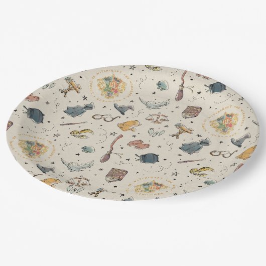 Harry Potter Icons Pattern - Baby Dusche Pappteller (Schrägansicht)