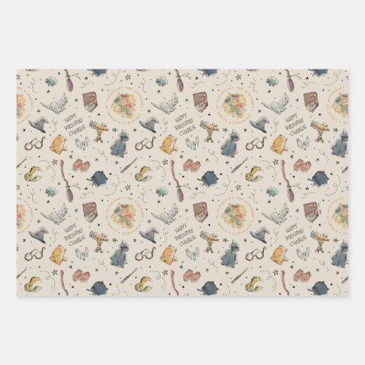 Harry Potter Icons Pattern - Birthday Geschenkpapier Set (Vorderseite 3)