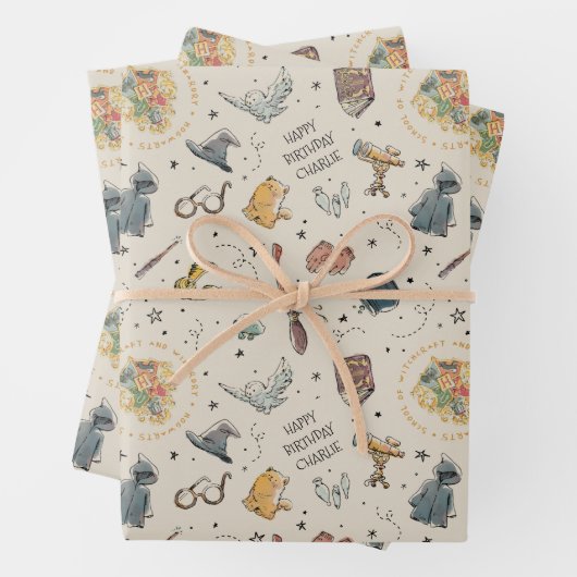 Harry Potter Icons Pattern - Birthday Geschenkpapier Set (Beispiel)