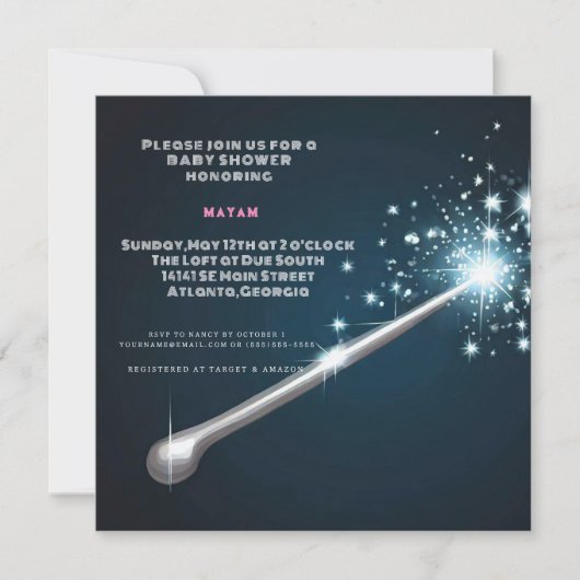 Harry Potter | Magic wand Baby Dusche Einladung (Vorderseite)