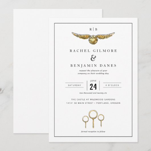 Harry Potter Magical Watercolor Wedding Einladung (Vorne/Hinten)