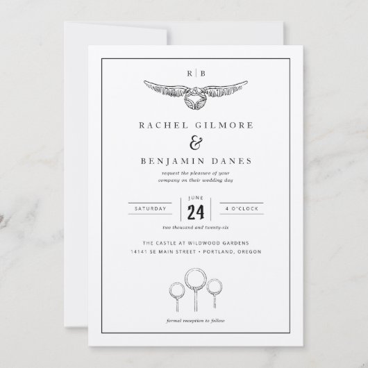 Harry Potter Magical Watercolor Wedding Einladung (Vorderseite)