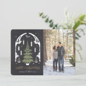 HARRY POTTER™ Magische Weihnachtsbaumhalskarte Einladung (Stehend Vorderseite)