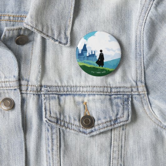 HARRY POTTER™ mit Blick auf das Schloss HOGWARTS™ Button (Beispiel)