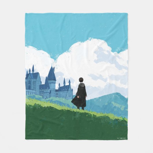 HARRY POTTER™ mit Blick auf das Schloss HOGWARTS™ Fleecedecke (Vorderseite)
