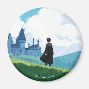 HARRY POTTER™ mit Blick auf das Schloss HOGWARTS™ Magnet