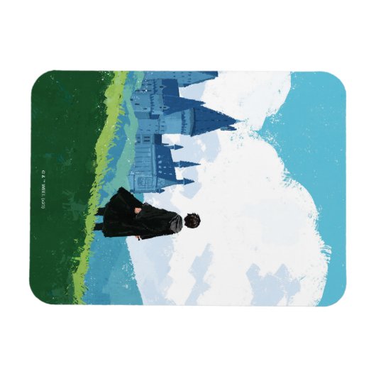 HARRY POTTER™ mit Blick auf das Schloss HOGWARTS™ Magnet (Horizontal)