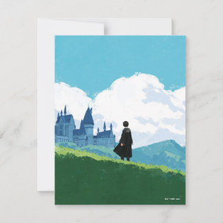 HARRY POTTER™ mit Blick auf das Schloss HOGWARTS™ Mitteilungskarte