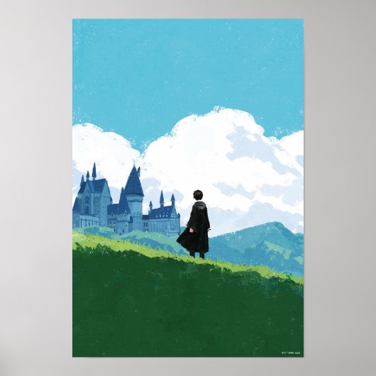 HARRY POTTER™ mit Blick auf das Schloss HOGWARTS™ Poster (Vorne)